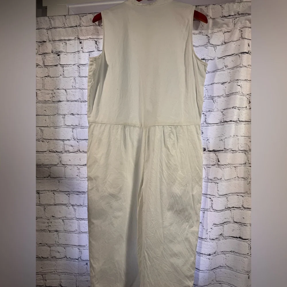 Eileen Fisher Cotton Hemp White Sleeveless Jumpsuit